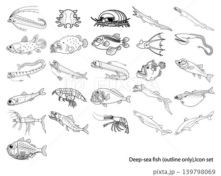 深海魚主線のみのアイコンセット 139798069