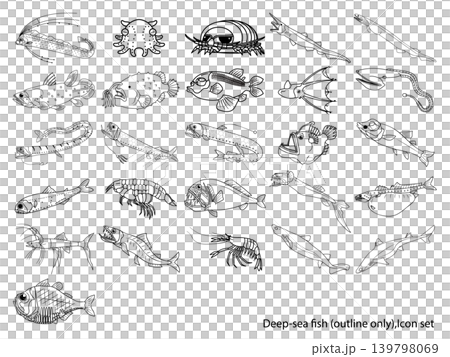 深海魚主線のみのアイコンセット 139798069