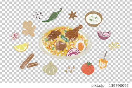 雞肉比爾亞尼飯和香料 139798095