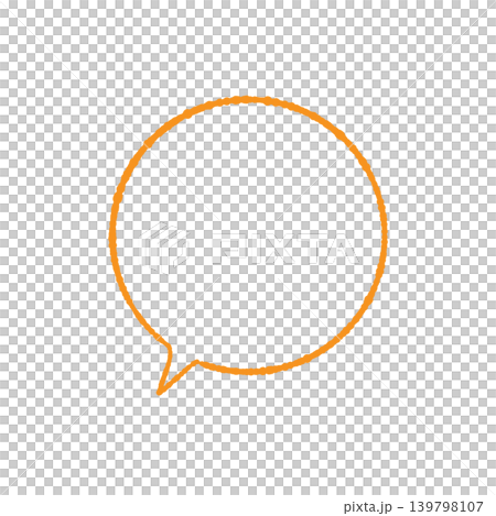 吹き出し単体 オレンジ色の線画 丸型 背景透過（左下） 背景透過イラスト 139798107