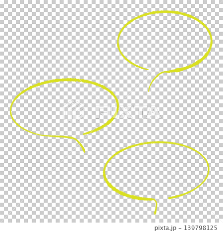 吹き出しセット 黄緑色の線画 手描き風 背景透過イラスト楕円形 背景透過イラスト 吹き出しセット 黄緑色の線画 手描き風 背景透過イラスト楕円形 背景透過イラスト 139798125