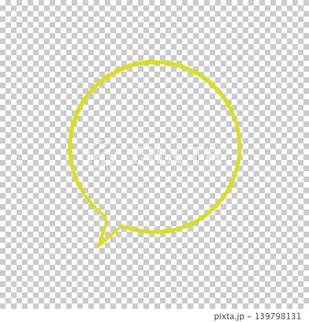吹き出し単体 黄緑色の線画 丸型 背景透過(左下) 背景透過イラスト 吹き出し単体 黄緑色の線画 丸型 背景透過(左下) 背景透過イラスト 139798131