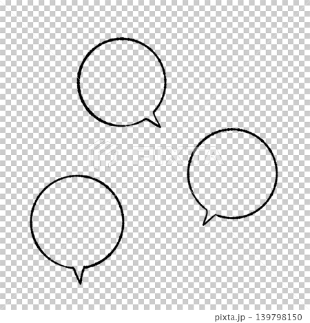 Speech bubble set, black line art, hand-drawn style, transparent background illustration, round shape, transparent background illustration Speech bubble set, black line art, hand-drawn style, transparent background illustration, round shape, transparent background illustration 139798150