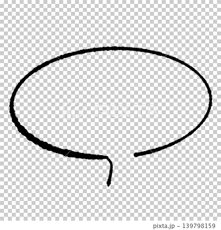 Speech bubble only, black line drawing, hand-drawn style, transparent oval background (front and bottom), transparent background illustration. Speech bubble only, black line drawing, hand-drawn style, transparent oval background (front and bottom), transparent background illustration. 139798159