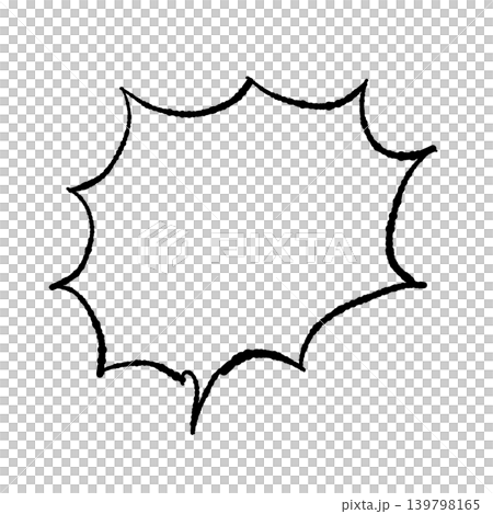 Speech bubble, black line art, hand-drawn style, transparent background, jagged shouting (bottom left), transparent background illustration 139798165