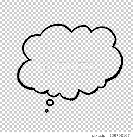 Speech bubble, black line art, hand-drawn style, transparent background, swirling thoughts (bottom left), transparent background illustration Speech bubble, black line art, hand-drawn style, transparent background, swirling thoughts (bottom left), transparent background illustration 139798167