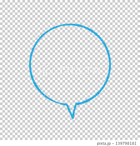 Speech bubble only, blue line art, circular shape, transparent background (front and bottom), transparent background illustration. Speech bubble only, blue line art, circular shape, transparent background (front and bottom), transparent background illustration. 139798181