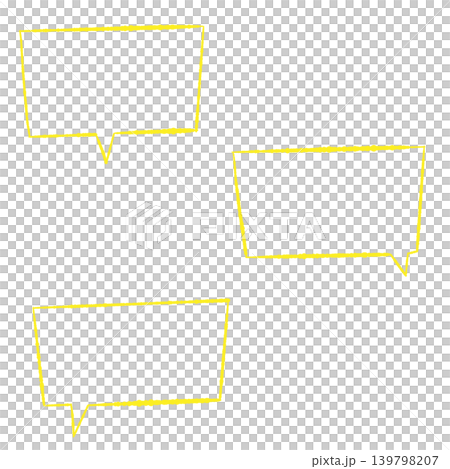 吹き出しセット 黄色の線画 手描き風 背景透過イラスト四角形 背景透過イラスト 139798207