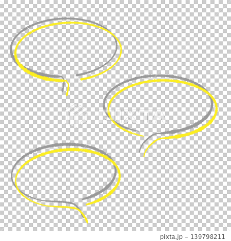 吹き出しセット 黄色の線画 グレーの影付き 手描き風 背景透過イラスト 丸型 背景透過イラスト 吹き出しセット 黄色の線画 グレーの影付き 手描き風 背景透過イラスト 丸型 背景透過イラスト 139798211