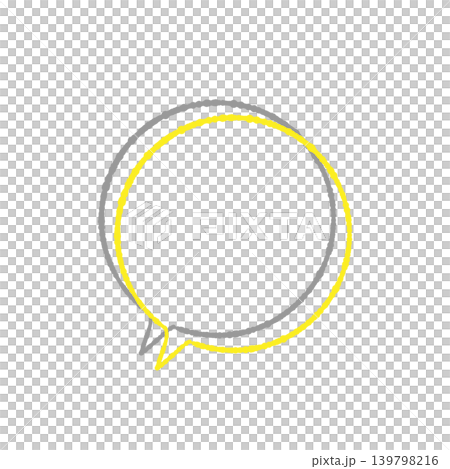 吹き出し単体 黄色の線画 グレーの影付き 丸型 背景透過(左下) 背景透過イラスト 吹き出し単体 黄色の線画 グレーの影付き 丸型 背景透過(左下) 背景透過イラスト 139798216