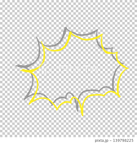Speech bubble only, yellow line art, gray shadow, hand-drawn style, transparent background, jagged shouting (front view, bottom view) Speech bubble only, yellow line art, gray shadow, hand-drawn style, transparent background, jagged shouting (front view, bottom view) 139798225
