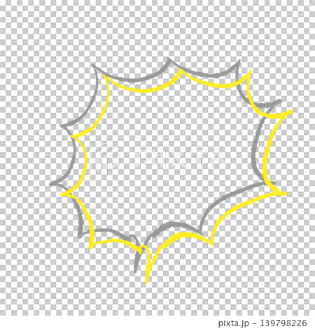 Speech bubble only, yellow line art, gray shadow, hand-drawn style, transparent background, jagged shouting (bottom left) Speech bubble only, yellow line art, gray shadow, hand-drawn style, transparent background, jagged shouting (bottom left) 139798226