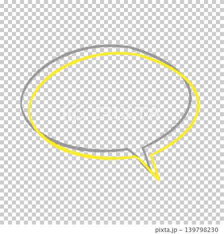 吹き出し単体 黄色の線画 グレーの影付き 手描き風 背景透過 楕円形 (右下) 背景透過イラスト 吹き出し単体 黄色の線画 グレーの影付き 手描き風 背景透過 楕円形 (右下) 背景透過イラスト 139798230