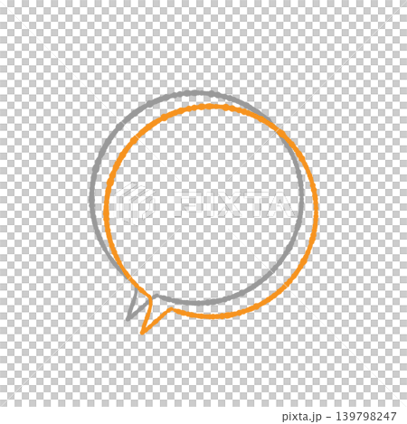 吹き出し単体 オレンジ色の線画 グレーの影付き 丸型 背景透過(左下) 背景透過イラスト 吹き出し単体 オレンジ色の線画 グレーの影付き 丸型 背景透過(左下) 背景透過イラスト 139798247