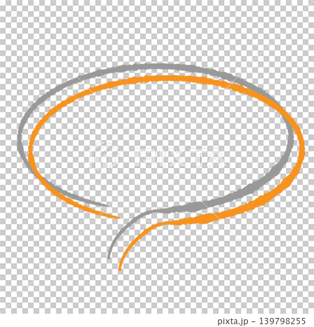 吹き出し単体 オレンジ色の線画 グレーの影付き 手描き風 背景透過 楕円形 (左下) 吹き出し単体 オレンジ色の線画 グレーの影付き 手描き風 背景透過 楕円形 (左下) 139798255