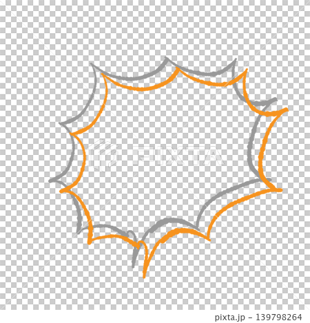 Speech bubble only, orange line art, gray shadow, hand-drawn style, transparent background, jagged shouting (bottom left) Speech bubble only, orange line art, gray shadow, hand-drawn style, transparent background, jagged shouting (bottom left) 139798264