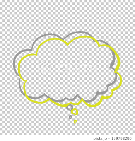 Speech bubble only, light green line art, gray shadow, hand-drawn style, transparent background, "Mokumoku Thinking" (front view, bottom). Speech bubble only, light green line art, gray shadow, hand-drawn style, transparent background, "Mokumoku Thinking" (front view, bottom). 139798290