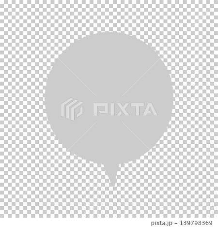 吹き出し単体 グレーのベタ塗り シルエット 手描き風 背景透過 丸型 (正面・下) イラスト 吹き出し単体 グレーのベタ塗り シルエット 手描き風 背景透過 丸型 (正面・下) イラスト 139798369