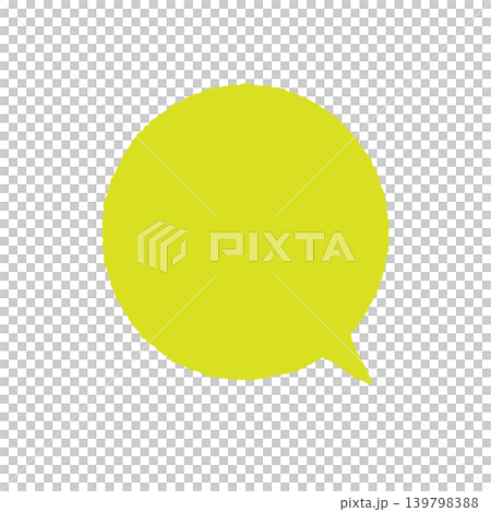 Speech bubble only, solid yellow-green color, silhouette, hand-drawn style, transparent background, round shape (bottom right), illustration. Speech bubble only, solid yellow-green color, silhouette, hand-drawn style, transparent background, round shape (bottom right), illustration. 139798388