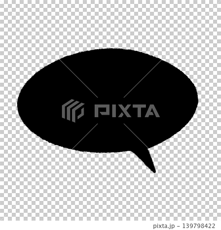 Speech bubble, solid black, silhouette, hand-drawn style, transparent background, oval shape (bottom right), illustration. Speech bubble, solid black, silhouette, hand-drawn style, transparent background, oval shape (bottom right), illustration. 139798422