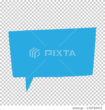 Speech bubble, solid blue, silhouette, hand-drawn style, transparent background, rectangular shape (bottom left), illustration. Speech bubble, solid blue, silhouette, hand-drawn style, transparent background, rectangular shape (bottom left), illustration. 139798431