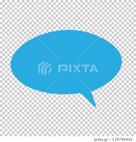 Speech bubble, solid blue, silhouette, hand-drawn style, transparent background, oval shape (bottom right), illustration. Speech bubble, solid blue, silhouette, hand-drawn style, transparent background, oval shape (bottom right), illustration. 139798442