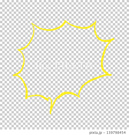 吹き出し単体 黄色の線画 手描き風 背景透過ギザギザ叫び （左下） 背景透過イラスト 139798454