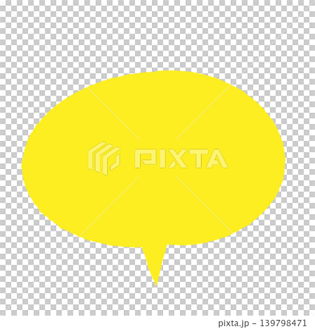 Speech bubble, solid yellow, silhouette, hand-drawn style, transparent background, oval shape (front view, bottom view), illustration. 139798471