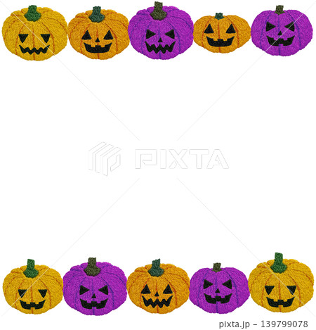 【ハロウィンのおばけカボチャのフレーム】手刺繍イラスト素材 【ハロウィンのおばけカボチャのフレーム】手刺繍イラスト素材 139799078