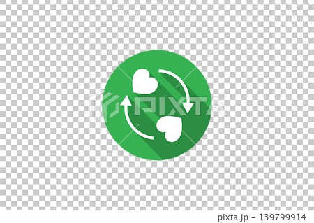 Green Heart Cycle Icon Representing Love Exchange, Relationship Renewal and Heart Recycling in Flat Design Green Heart Cycle Icon Representing Love Exchange, Relationship Renewal and Heart Recycling in Flat Design 139799914