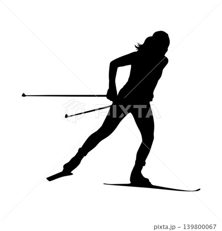 女性クロスカントリー選手のシルエット、アルファチャンネル 139800067