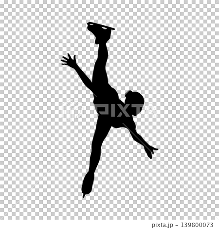 Silhouette of a female figure skater's steps, alpha channel Silhouette of a female figure skater's steps, alpha channel 139800073