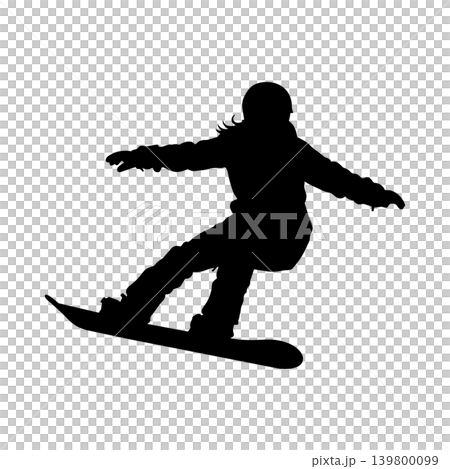 Snowboarder's turn silhouette, alpha channel 139800099
