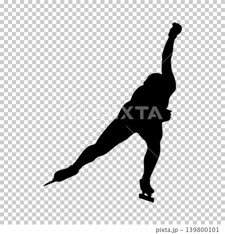 Front silhouette of a speed skater, alpha channel Front silhouette of a speed skater, alpha channel 139800101