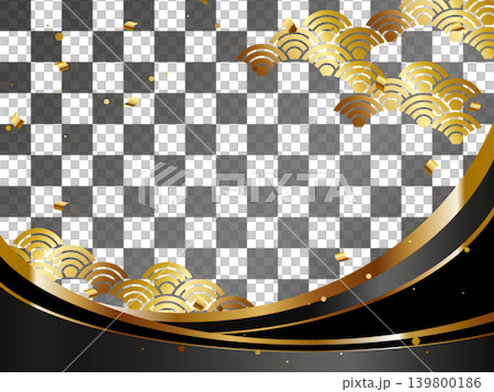 Luxurious Japanese wave background, horizontal orientation, black and gold. Luxurious Japanese wave background, horizontal orientation, black and gold. 139800186