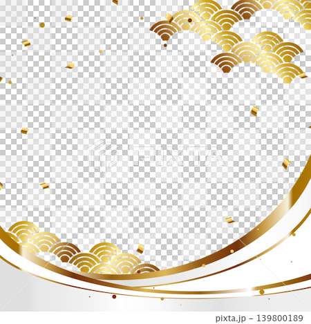 Luxurious wave-patterned Japanese-style background, square, white & gold Luxurious wave-patterned Japanese-style background, square, white & gold 139800189
