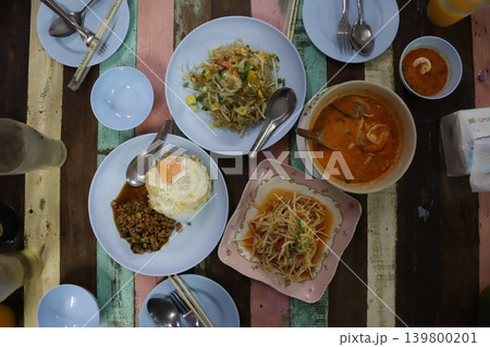 Colorful Thai Street Food Spread Colorful Thai Street Food Spread 139800201
