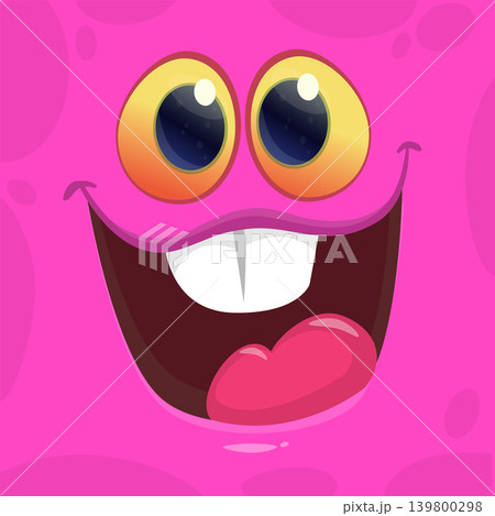 Cute Cartoon Monster Face Illustration. Funny Character Design Isolated. Great for Halloween party decoration or package design 139800298