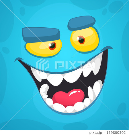 Cute Cartoon Monster Face Illustration. Funny Character Design Isolated. Great for Halloween party decoration or package design 139800302