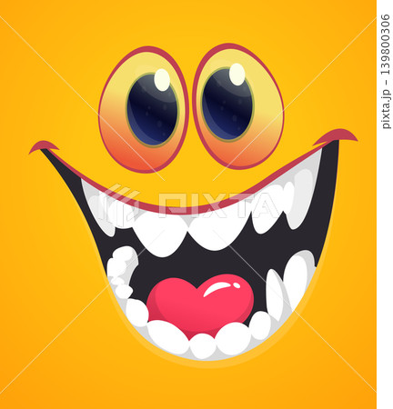 Cute Cartoon Monster Face Illustration. Funny Character Design Isolated. Great for Halloween party decoration or package design Cute Cartoon Monster Face Illustration. Funny Character Design Isolated. Great for Halloween party decoration or package design 139800306