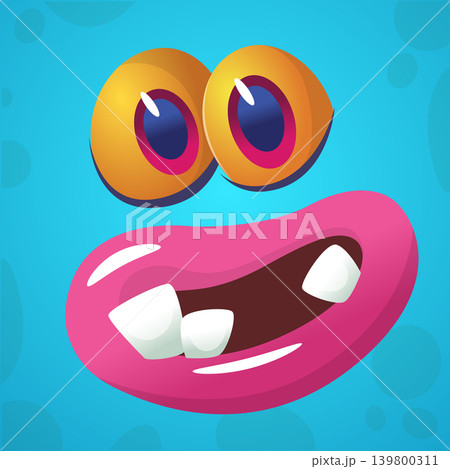 Cute Cartoon Monster Face Illustration. Funny Character Design Isolated. Great for Halloween party decoration or package design Cute Cartoon Monster Face Illustration. Funny Character Design Isolated. Great for Halloween party decoration or package design 139800311