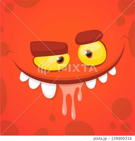 Cute Cartoon Monster Face Illustration. Funny Character Design Isolated. Great for Halloween party decoration or package design Cute Cartoon Monster Face Illustration. Funny Character Design Isolated. Great for Halloween party decoration or package design 139800318