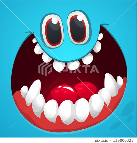 Cute Cartoon Monster Face Illustration. Funny Character Design Isolated. Great for Halloween party decoration or package design Cute Cartoon Monster Face Illustration. Funny Character Design Isolated. Great for Halloween party decoration or package design 139800325