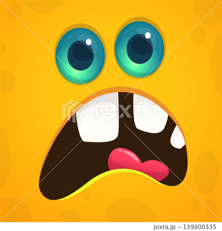 Cute Cartoon Monster Face Illustration. Funny Character Design Isolated. Great for Halloween party decoration or package design 139800335