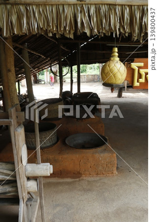 Traditional Village Cooking Area with Large Pots Traditional Village Cooking Area with Large Pots 139800437