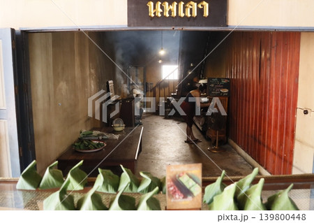 Traditional Kitchen Interior with Food Preparation Traditional Kitchen Interior with Food Preparation 139800448