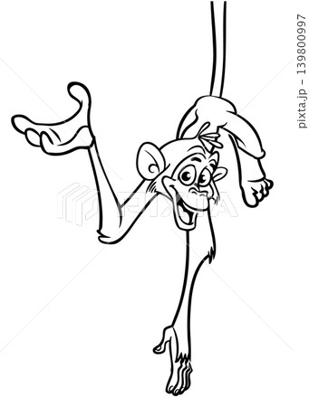 Cartoon funny monkey. Vector illustration of happy monkey chimpanzee 139800997