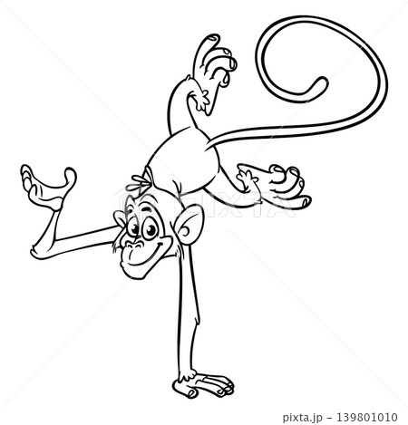 Cartoon funny monkey. Vector illustration of happy monkey chimpanzee Cartoon funny monkey. Vector illustration of happy monkey chimpanzee 139801010
