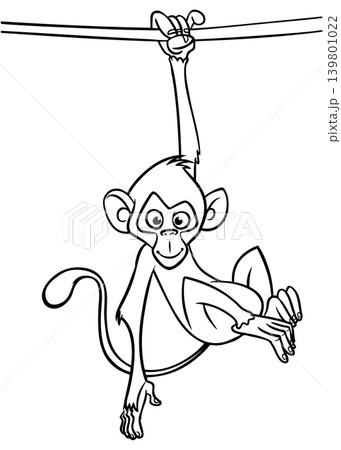 Cartoon funny monkey. Vector illustration of happy monkey chimpanzee Cartoon funny monkey. Vector illustration of happy monkey chimpanzee 139801022