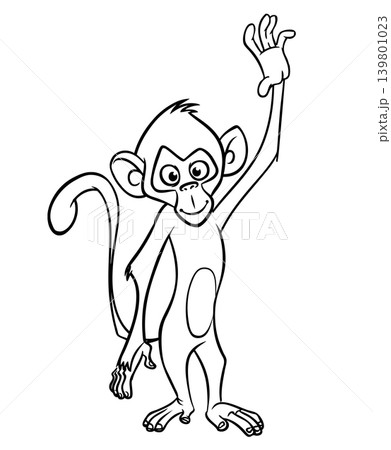 Cartoon funny monkey. Vector illustration of happy monkey chimpanzee Cartoon funny monkey. Vector illustration of happy monkey chimpanzee 139801023